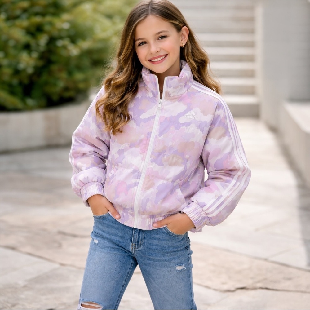 Adidas Puffer Jacket Pink and Purple Cozy Style